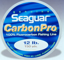 Seaguar's Carbon Pro is a 100-percent pure fluorocarbon fishing line. Advantages include lower visibility, enhanced abrasion resistance, no water absorption, less stretch and increased resistance to UV rays and chemicals.
